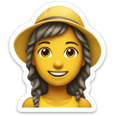 girl smiling on beach，yellow skin sticker
