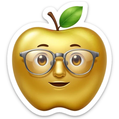 faceless golden apple with glasses sticker