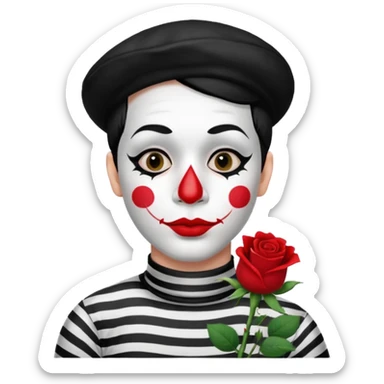 French mime with a rose sticker