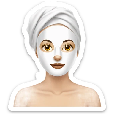 white Lady with face mask spa beauty full face relaxing sticker