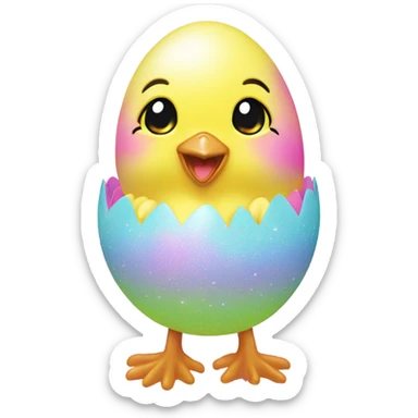 Lisa frank pastel sparkle easter egg chick sticker
