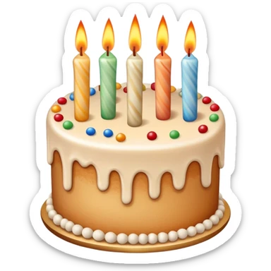 Aesthetic beige birthday cake with candles sticker