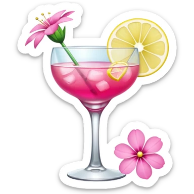 Cocktail with pink flowers sticker