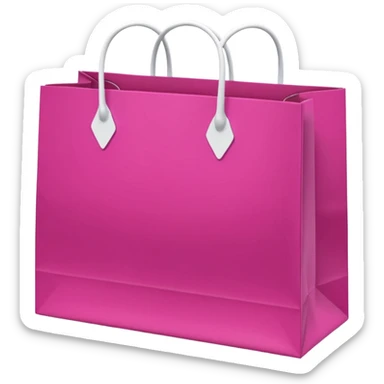 Fuchsia pink paper bag with white handles, repeating 'DRUNI' pattern in light pink and a vertical white 'DRUNI' in the center, iOS emoji style, shiny and realistic. sticker