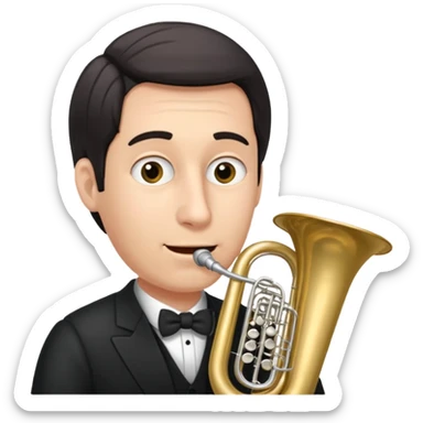 große Tuba, von gltzköpfigen graubärtigem Mann gespielt sticker