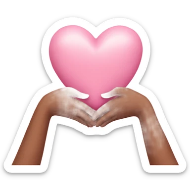 Lovers with heart pink pastel in hands sticker