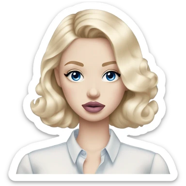 Hot girly pale blonde with blue eyes and light pink lips wearing YsL. Puffed sleeve shirt sticker