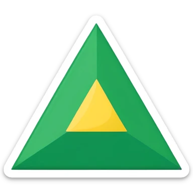 Emoji-style triangular flag, bright green, flat design, no folds or shading, simple and clean, minimalistic, centered on plain white or transparent background, high resolution sticker