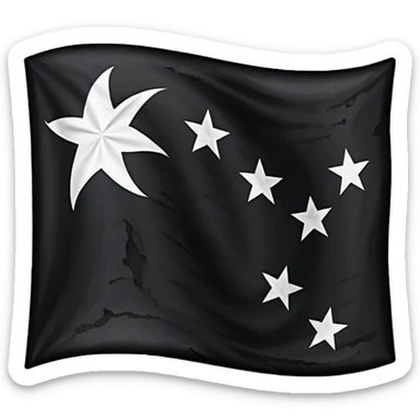 Black flag with a white E in the middle with 13 stars surrounding it sticker