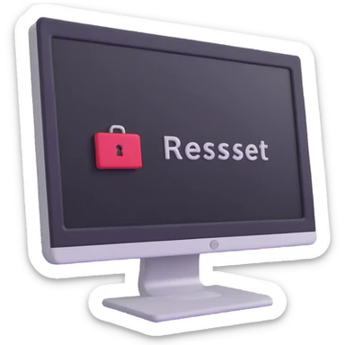 Computer screen with password field and reset button sticker