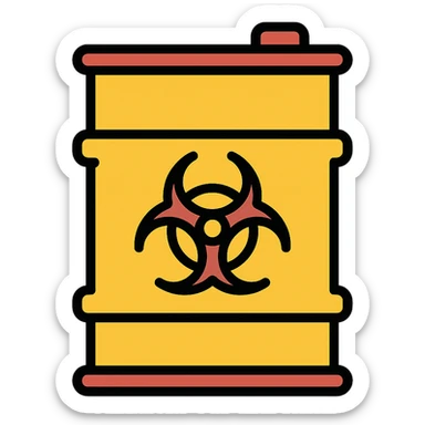 toxic barrel, color icon style, cartoonish sticker