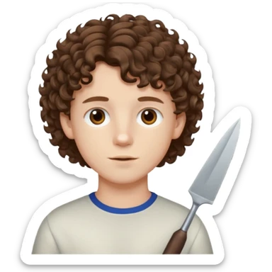boy,  brown hair, curly hair, brown eyes, pale skin, , hair edger hairtcut sticker