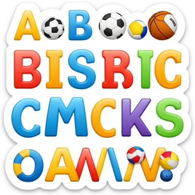 capital ABC letters with sport drawings sticker