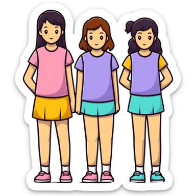 3 girls standing in a group sticker