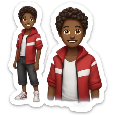 Brownskin boy with red and black two strand twist sticker