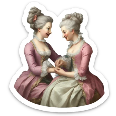 Painting of two rococo women chatting sticker