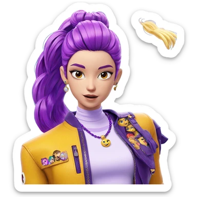girl with purple hair jewelry sticker