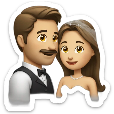 Un hombre alto y su novia bajita dándose besos sticker