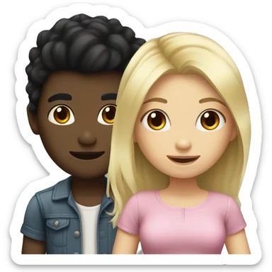black hair boy and blonde hair girl sticker