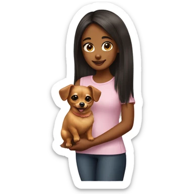 Girl with Pomeranian dachshund dog sticker