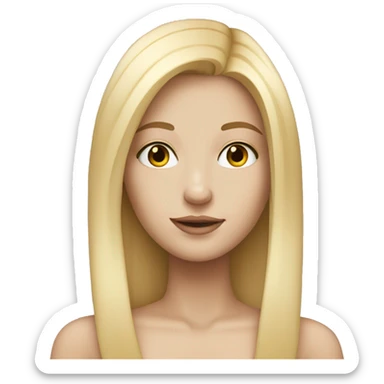 A beautiful girl with straight middle part blonde hair and white skin  sticker