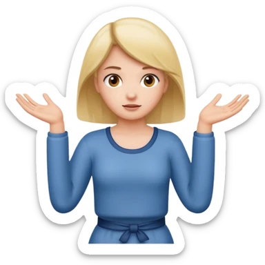 A girl shrugging his shoulders with a 6 above his left hand and a 7 above his right hand. sticker