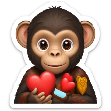 un chimpanze con un corazon sticker