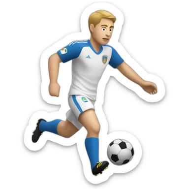 White European football player shooting the ball sticker