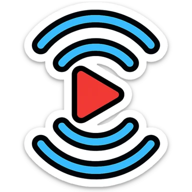 stream icon, bold, vibrant, with a sense of motion, tech-inspired sticker