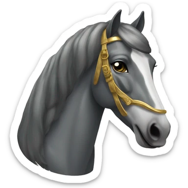 Gilded saddle vintage piebald dark gray horse face gilded robes sticker