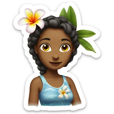 Island girl with a Plumeria flower sticker