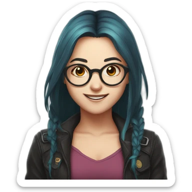 Katarina happy  with glasses sfw sticker