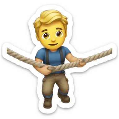 a man pulling a rope sticker