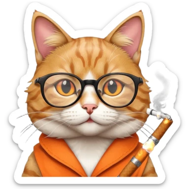 Cat with glasses and smoking sticker