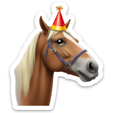 Horse with a party hat sticker