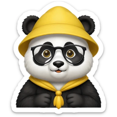 panda with yellow conical hat, glasses sticker
