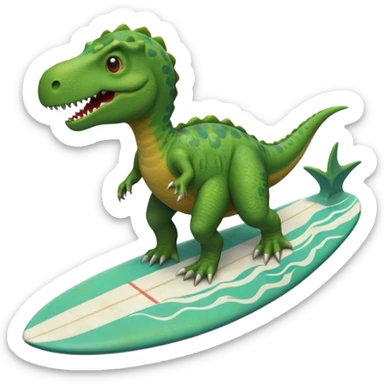 surfing dinosaur sticker