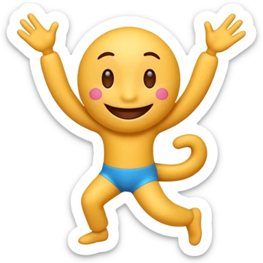 A cute 3D emoji of the English letter 'A' with cartoon arms and legs, dancing happily. Vibrant colors, expressive eyes, smiley face, high quality, white background, sticker style, glossy finish. sticker