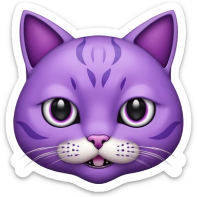 Scary purple cat fully black eye and mouth sticker