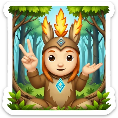 woodland spirit snapping fingers with spark rune sticker