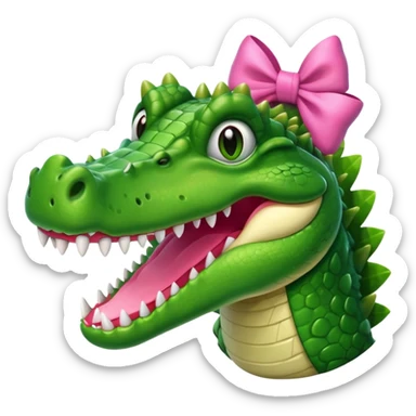 Crocodilo com um laço rosa na cabeça  sticker