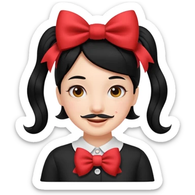 Adolf Hitler Like a girl hair with a bow  That he has black hair and a small mustache like Hitle r  sticker