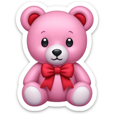 pink stuffed bear with bow sticker