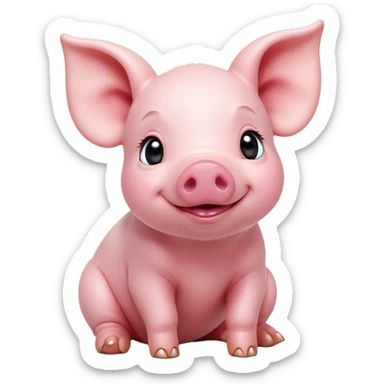 Cinematic Cute Piglet Portrait Emoji, Head tilted playfully and inquisitively, featuring a delicate rosy-pink hide with an adorably tiny snout and subtle sheen, round, sparkling beady eyes filled with boundless curiosity, Simplified yet irresistibly adorable features, highly detailed, glowing with a warm, friendly glow, high shine, affectionate and spirited, stylized with a touch of whimsical charm, bright and endearing, soft glowing outline, capturing the essence of a mischievous yet loving piglet, so playful it feels like it could nibble out of the screen and into your arms! sticker