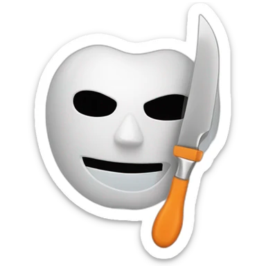 un masque citrouille avec un couteau sticker