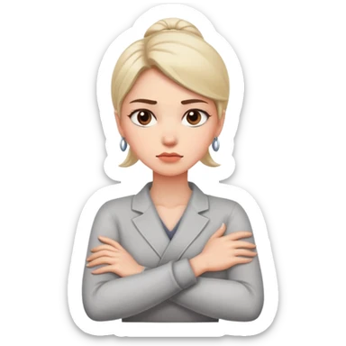 arms crossed holding neck woman serious face sticker
