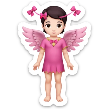 Full body Cupid in pink with a bow and dark hair sticker