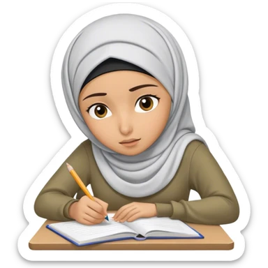 hijabi girl doing homework looking stressed sticker