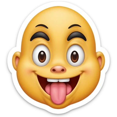 Goofy face, tongue out, eyes squinting. sticker