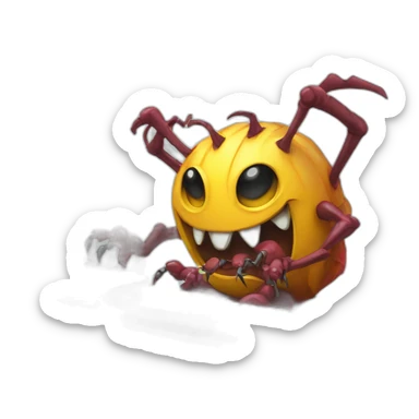 developper using a keyboard and mouse to fight a bug monster sticker